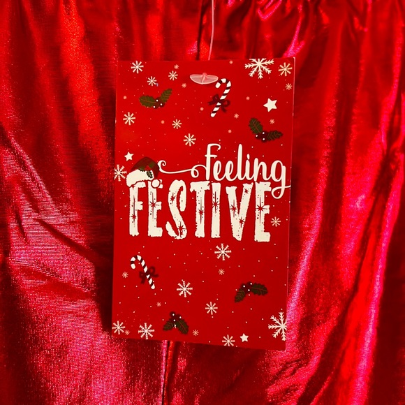 Red Lamé Pants * Not as tight as Leggings * SHINY * Feeling Festive *size Medium - Picture 2 of 7